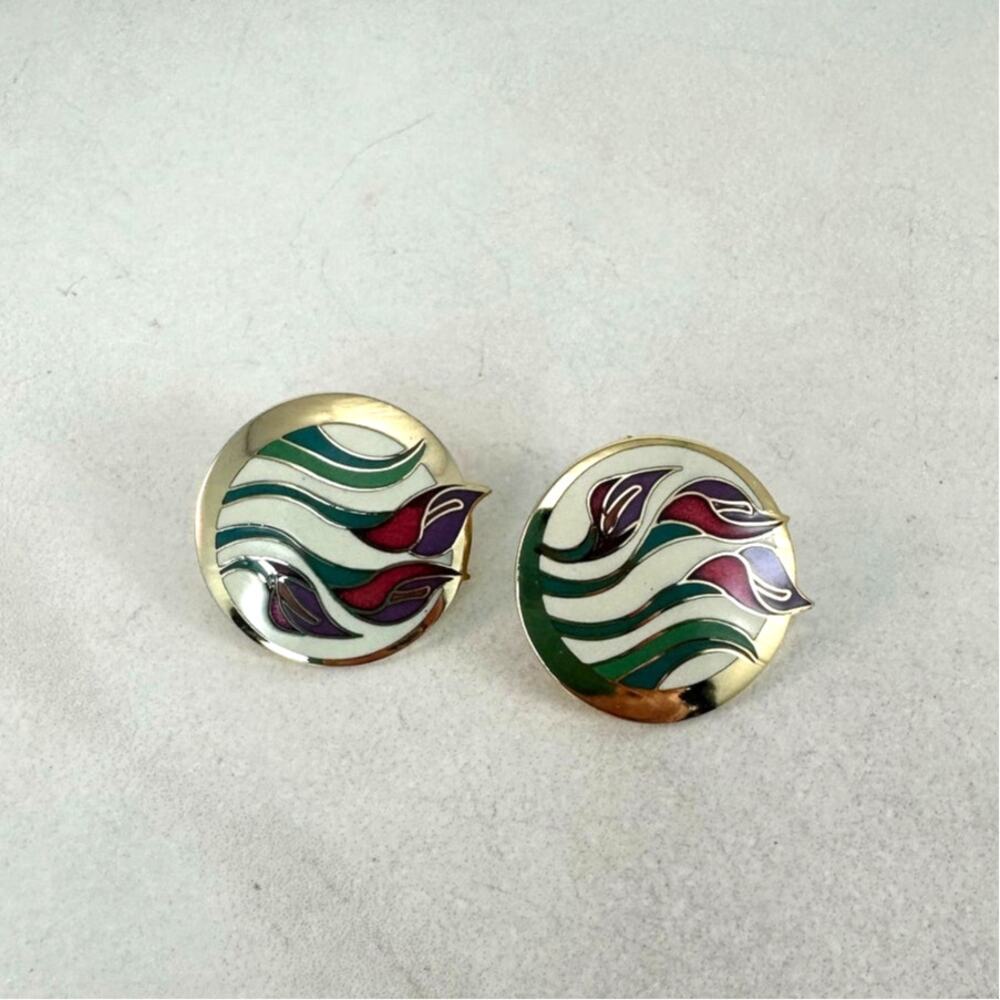 Laurel Burch Vintage Lillies for Les post earrings Preowned